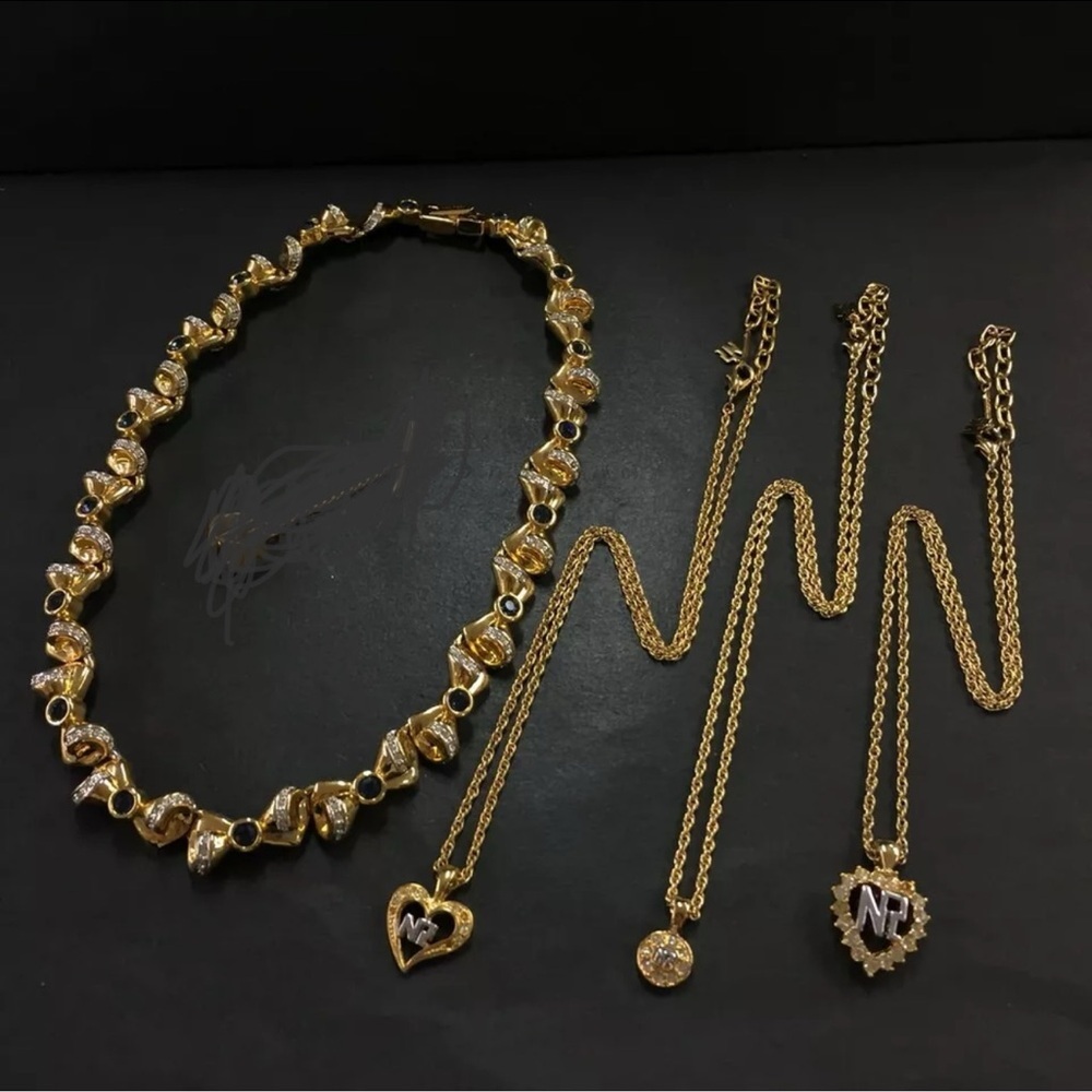 Authentic NINA RICCI Rhinestone Gold Tone Necklace PICK ONE 1-4